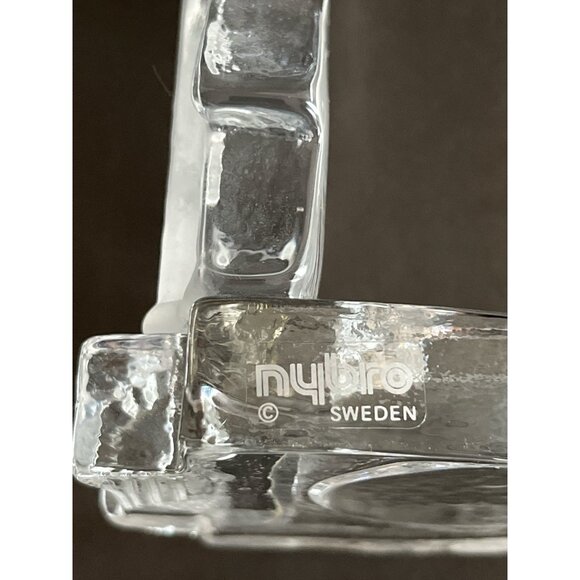 Vtg 1990s–2000s Nybro Sweden Glass Tealight Holders – Fireplace & Church, Scandi - Picture 4 of 5